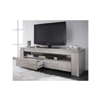dansmamaison - meuble tv 2 tiroirs chêne beige - toulouse - l 140 x l 42 x h 47 cm
