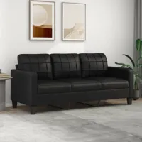 canapé ou sofa 3 places 180 cm simili cuir noir. avec pied en bois. confort et qualité - noir