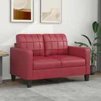 canapé ou sofa 2 places 120 cm similicuir bordeaux. avec pied en bois. confort et qualité - bordeaux