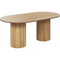 table de repas ovale 180 x 100 cm en mdf et bois d'hévéa bois clair sheridan - bois clair