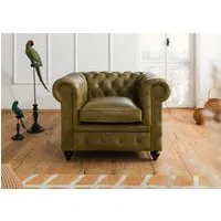 fauteuil en cuir véritable vert chesterfield #302