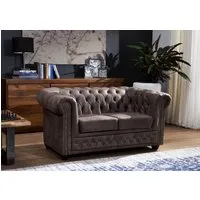 canapé 148x86 100% polyester marron 2 places chesterfield