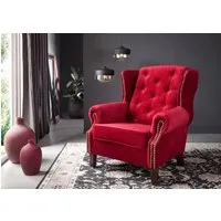fauteuil 102x93 100% polyester rouge chesterfield