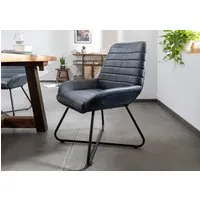 chaise 59x50 cuir bleu iron label #15