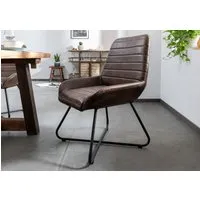 chaise 59x68 cuir marron foncé iron label #16
