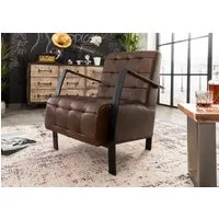 fauteuil 64x76 cuir brun iron label #14