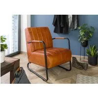 fauteuil 59x84 cuir cognac iron label #21