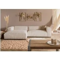 canapé d'angle en velour cordé en polyester ivoire boras
