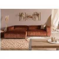 canapé d'angle en velour cordé en polyester cuivre boras