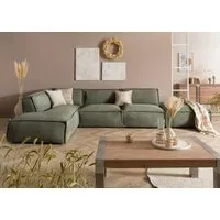 canapé d'angle avec tabouret en polyester vert platani
