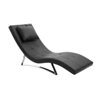 chaise longue design noir et acier chromé  monaco