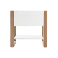 table de chevet blanc et bois clair frêne massif l55 cm armel