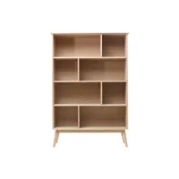 bibliothèque scandinave en bois clair chêne 8 casiers l110 cm ingrid