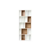 bibliothèque modulable blanche et finition bois clair chêne l85 cm jazz