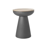 table d'appoint ronde design avec rangement en métal gris anthracite et bois manguier massif h52 cm tam