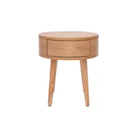 table de chevet ronde en bois clair avec tiroir d45 cm judith