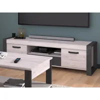 meuble tv-hifi julius 2 portes 1 tiroir gris portofino