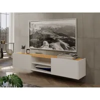 meuble tv-hifi nala 2 portes blanc/chêne navarra