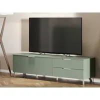meuble tv-hifi kenobi 1 porte 2 tiroirs vert taupe