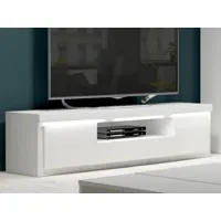 meuble tv-hifi spyro 2 portes 1 tiroir blanc/blanc laqué