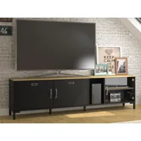 meuble tv-hifi chester 3 portes chêne artisan/noir