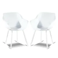 lot de 2 fauteuils de jardin solo blanc avec pieds carrés en aluminium