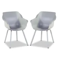 lot de 2 fauteuils de jardin solo gris clair avec pieds carrés en aluminium