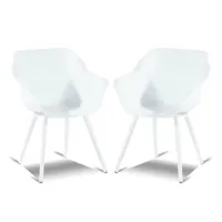 lot de 2 fauteuils de jardin solo blanc avec pieds ronds en aluminium