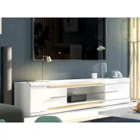 meuble tv-hifi dayoka 2 portes blanc brillant