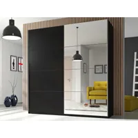 armoire belhambra 2 portes coulissantes 180 cm noir avec miroir
