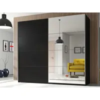 armoire belhambra 2 portes coulissantes 220 cm noir avec miroir