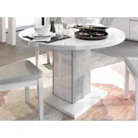 table repas goliath ronde 120 cm blanc brillant/béton avec allonge