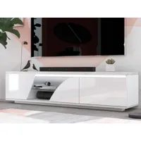 meuble tv-hifi goliath 3 portes blanc brillant/béton