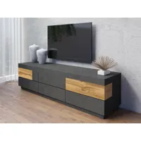 meuble tv-hifi silac 6 tiroirs matera/chêne wotan