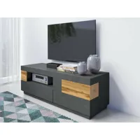 meuble tv-hifi silac 1 porte abattante 2 tiroirs matera/chêne wotan