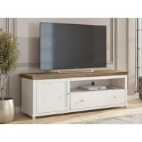 meuble tv-hifi evoco 1 porte 1 tiroir chêne ribbec/blanc