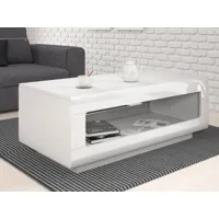 table basse rectangulaire tulio blanc/blanc laqué