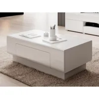 table basse rectangulaire tomasson 110 cm blanc/blanc brillant