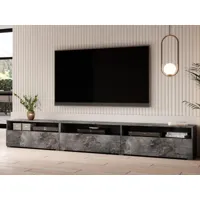 meuble tv-hifi babel ii 3 portes 3 niches ardoise colorée sans table basse