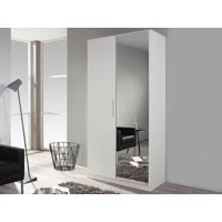 armoire penderie minotor 2 portes avec miroir blanc