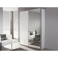 armoire à chaussures/penderie minotor 2 portes coulissantes 181 cm avec miroir blanc