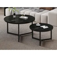 lot de 2 tables basses ravoxi marbre noir