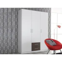 armoire albano 3 portes 2 tiroirs blanc/gris lave