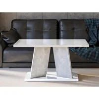 table basse rectangulaire muffalo 110 cm blanc brillant/béton