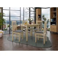 table repas ameno 80 > 110 cm sonoma avec 4 chaises coussins gris