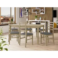 table repas almata 160 > 200 cm sonoma avec 6 chaises coussins gris