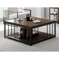 table basse carrée zink 100 cm noyer/noir