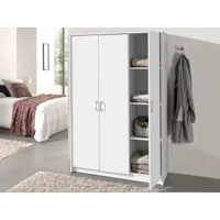 armoire raymoon 3 portes 120 cm (penderie) blanc