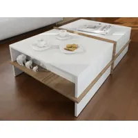 table basse rectangulaire pluto 90 cm blanc/noyer