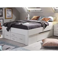 lit scarlett 140x200 cm blanc avec six tiroirs sans tête de lit